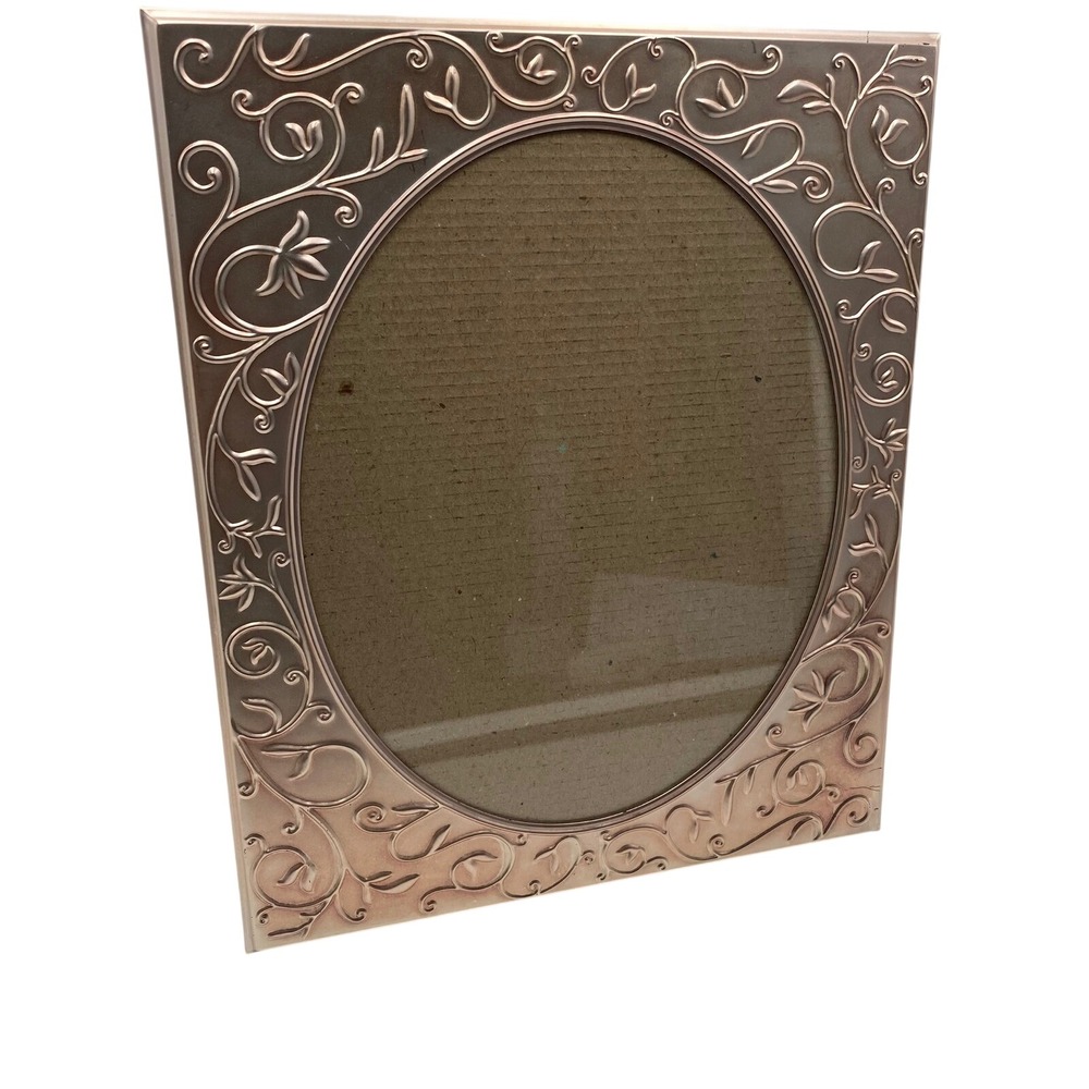 Vintage Rose Gold Picture Frame Oval‎ Photo Display Floral Embossed Design Decor
